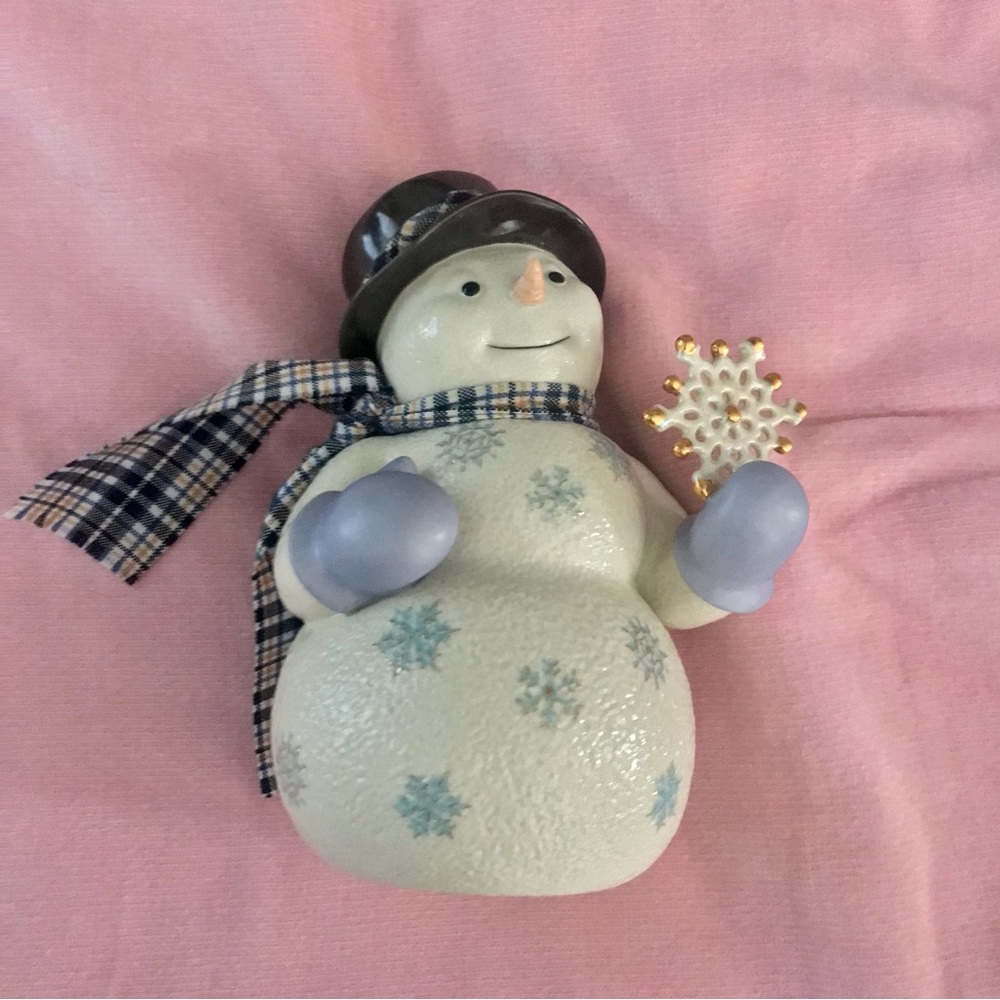 Lenox Jolly Gent Snowman Figurine with Fabric Scarf